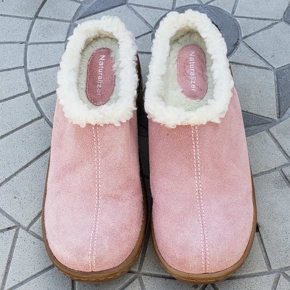 pink suede clogs